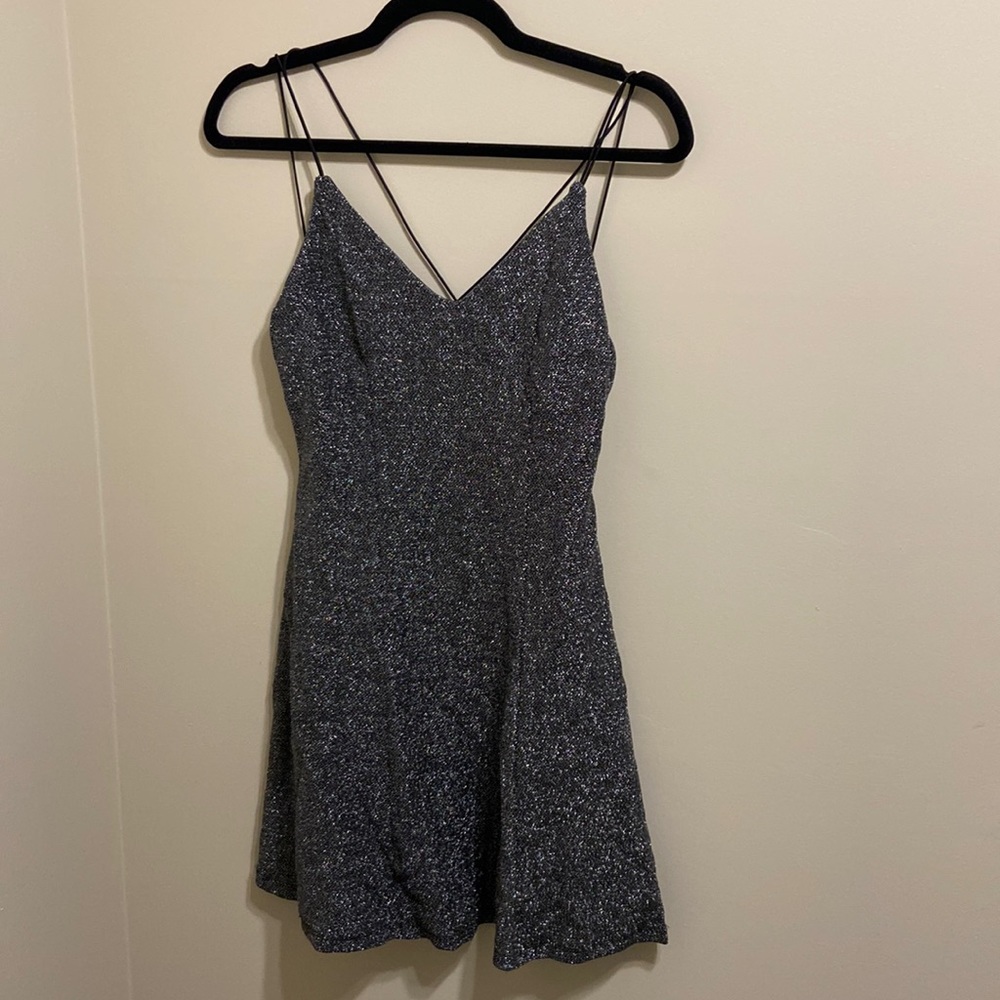 Shimmery dress.